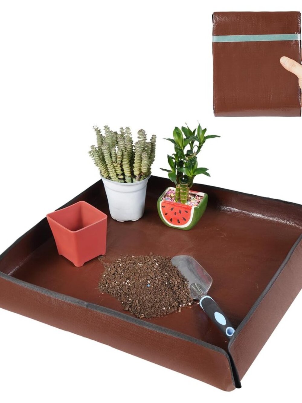 27"x 27" Repotting Mat for Indoor Plant Transplanting and Mess Control Foldable